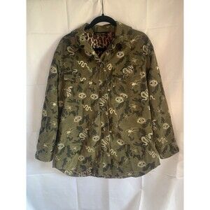 Johnny Was Workshop Shirt Jacket SM Camo Witchy Embroidery